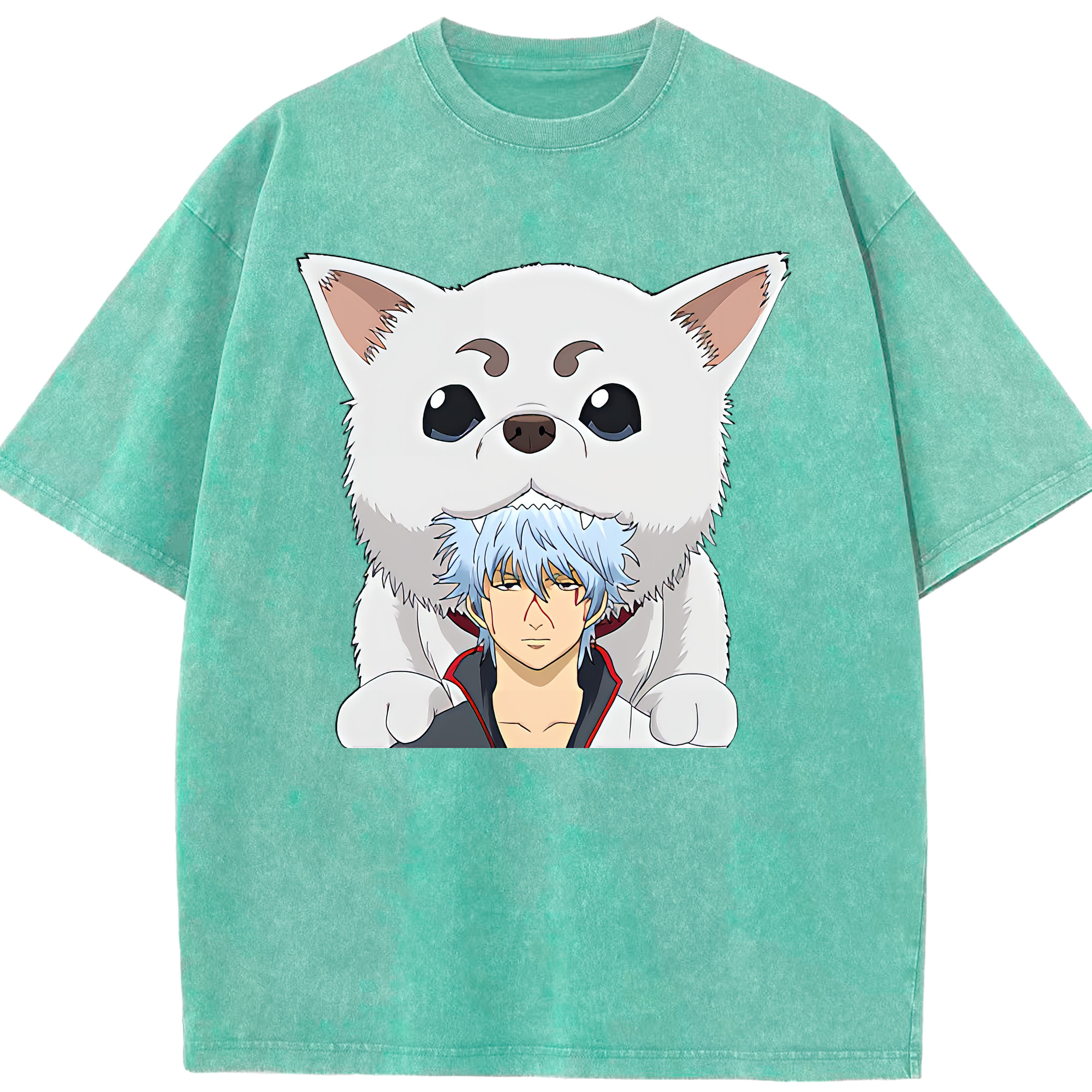 （画像用） ぎんたま 坂田銀時（さかたぎんとき） 神楽 志村新八（しむら しんぱち） GINTAMA Sakata Gintoki Kagura Shimura Shinpachi 綿100% ヴィンテージ風 半袖Tシャツ（フロントプリント）